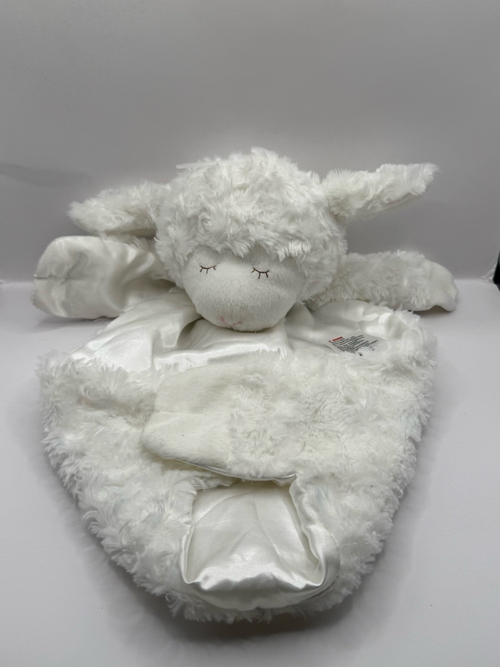 Baby GUND Lamb Sheep Satin Lovey Plush Security Blanket 16”